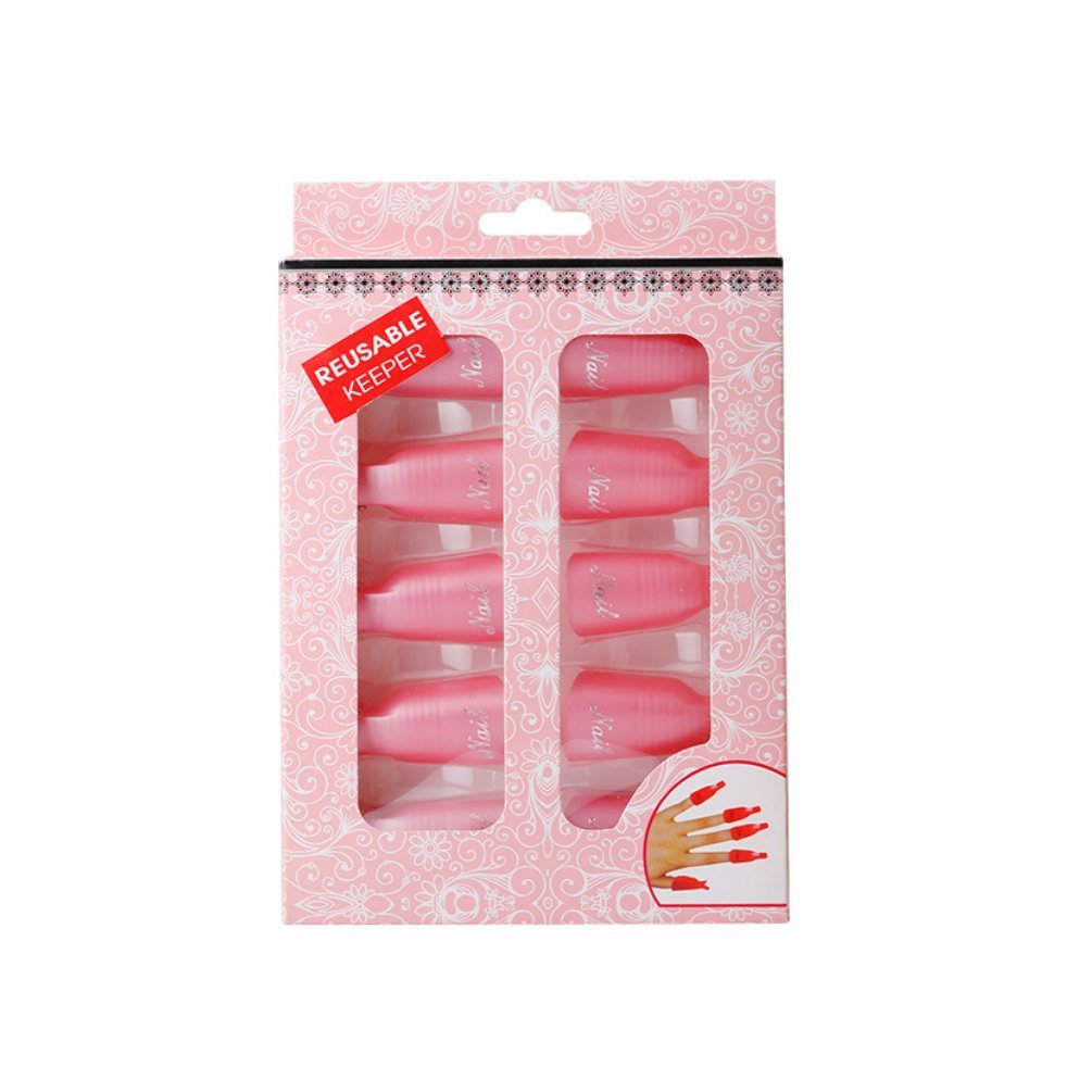 KINGMAS 10 Pack Gel Nail Polish Remover Clips - Plastic Acrylic Nail Art Soak Off Wrap Cleaner Cap Clips, Pink - görsel 12