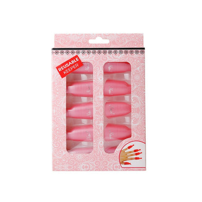 KINGMAS 10 Pack Gel Nail Polish Remover Clips - Plastic Acrylic Nail Art Soak Off Wrap Cleaner Cap Clips, Pink