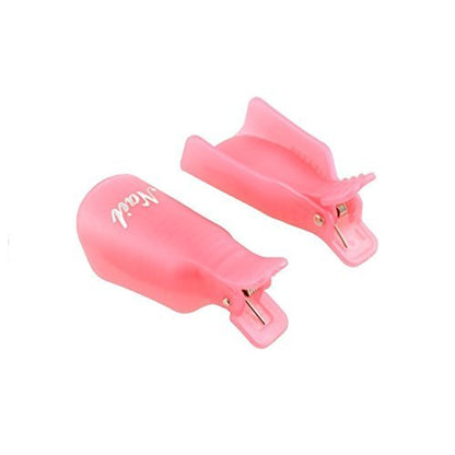 KINGMAS 10 Pack Gel Nail Polish Remover Clips - Plastic Acrylic Nail Art Soak Off Wrap Cleaner Cap Clips, Pink
