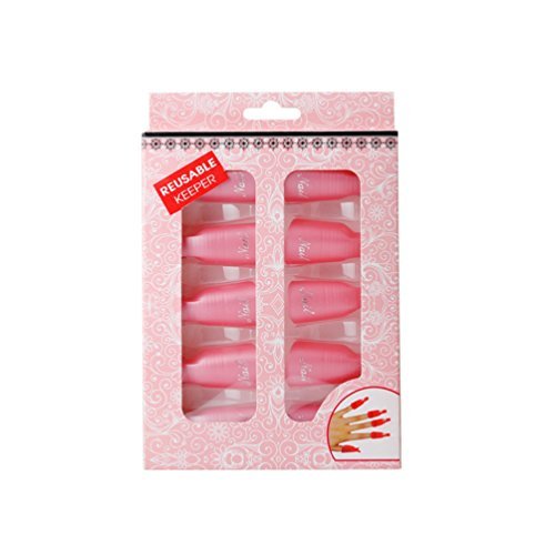KINGMAS 10 Pack Gel Nail Polish Remover Clips - Plastic Acrylic Nail Art Soak Off Wrap Cleaner Cap Clips, Pink - görsel 11