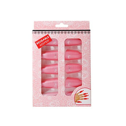 KINGMAS 10 Pack Gel Nail Polish Remover Clips - Plastic Acrylic Nail Art Soak Off Wrap Cleaner Cap Clips, Pink