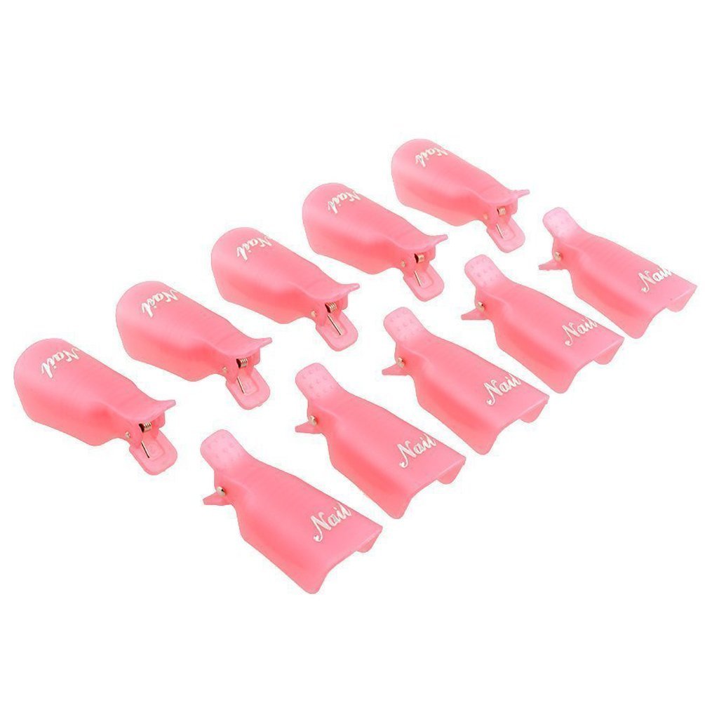 KINGMAS 10 Pack Gel Nail Polish Remover Clips - Plastic Acrylic Nail Art Soak Off Wrap Cleaner Cap Clips, Pink - görsel 14