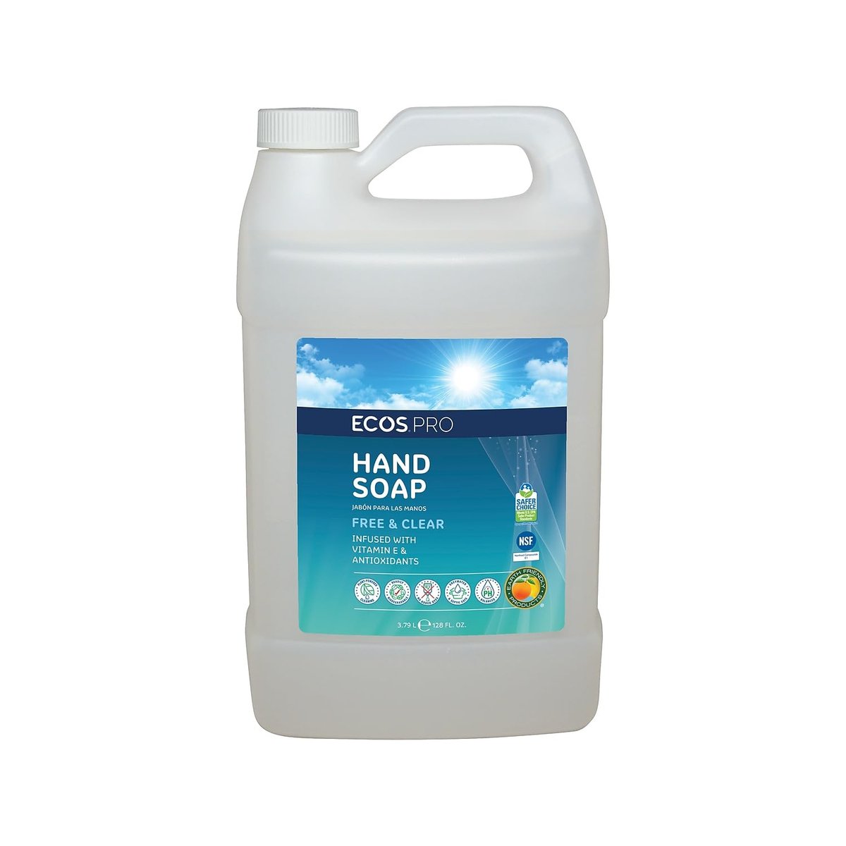 ECOS PRO Liquid Hand Soap, Free & Clean Scent, 1 Gallon Bottle - 128 Fl Oz Avelisse
