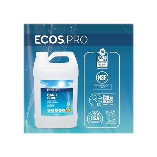 ECOS PRO Liquid Hand Soap, Free & Clean Scent, 1 Gallon Bottle - 128 Fl Oz Avelisse