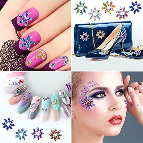 TecUnite 1200 Pieces 12 Colors Shiny Nail Rhinestones Flat Back Gems for Crafts, Nail Art, and Party Decorations Avelisse