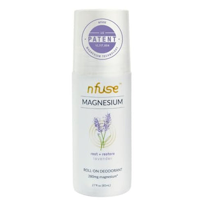 nfuse Magnesium Roll-On Deodorant – Natural, Aluminum-Free, Patented Magnesium Delivery, Lavender Essential Oils (Relax and Restore), 2.7 oz Avelisse