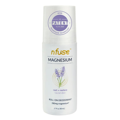 nfuse Magnesium Roll-On Deodorant – Natural, Aluminum-Free, Patented Magnesium Delivery, Lavender Essential Oils (Relax and Restore), 2.7 oz Avelisse