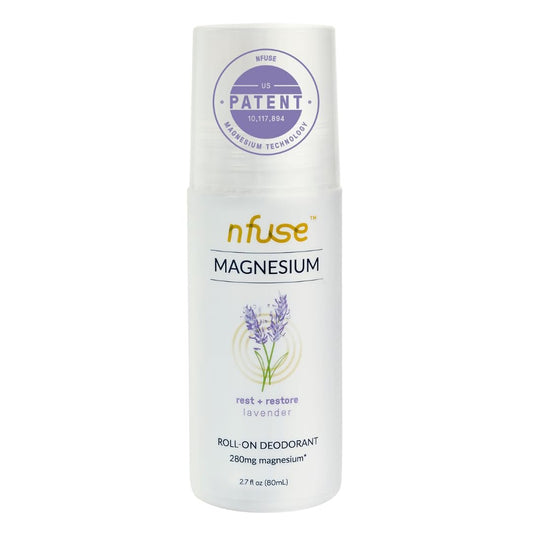nfuse Magnesium Roll-On Deodorant – Natural, Aluminum-Free, Patented Magnesium Delivery, Lavender Essential Oils (Relax and Restore), 2.7 oz Avelisse