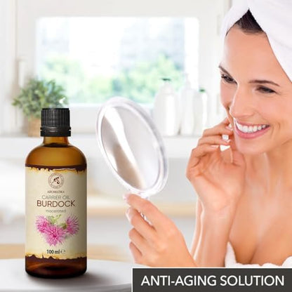 Burdock Root Oil 3.4 FL Oz - 100% Pure & Natural - Arctium Lappa for Hair & Scalp - Skin, Face, Body Care - Glass Bottle Avelisse