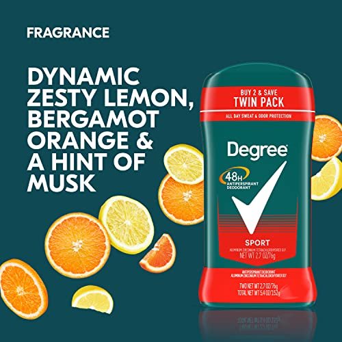 Degree Men Original Protection Antiperspirant Deodorant Sport Twin Pack – 48-Hour Sweat & Odor Control, 2.7 oz (Pack of 2) - görsel 7