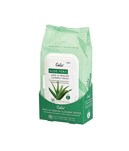 CALA Makeup Remover Cleansing Tissues with Aloe Vera – 60 Sheets, Gentle & Effective for Waterproof Eye Makeup, Deep Cleansing Wipes for Soft, Smooth, Moisturized Skin