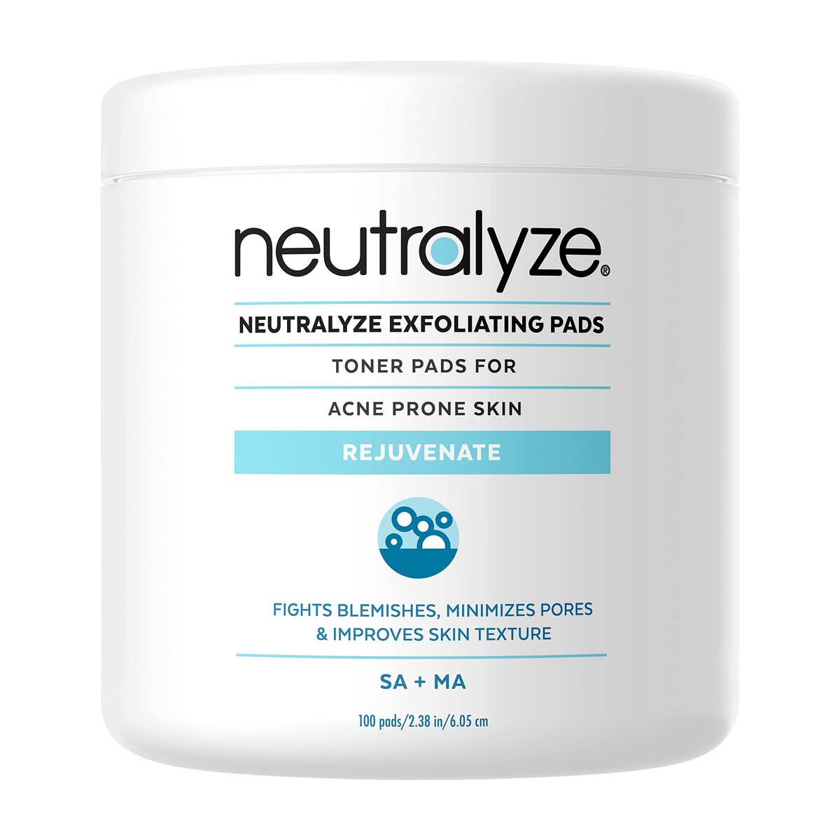 Neutralyze Exfoliating Acne Treatment Wipes - Maximum Strength Textured Acne Pads with Mandelic Acid & Salicylic Acid for Face & Body - All Skin Types, Teens & Adults (100 Wipes) Avelisse