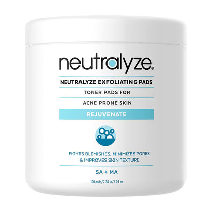 Neutralyze Exfoliating Acne Treatment Wipes - Maximum Strength Textured Acne Pads with Mandelic Acid & Salicylic Acid for Face & Body - All Skin Types, Teens & Adults (100 Wipes) Avelisse