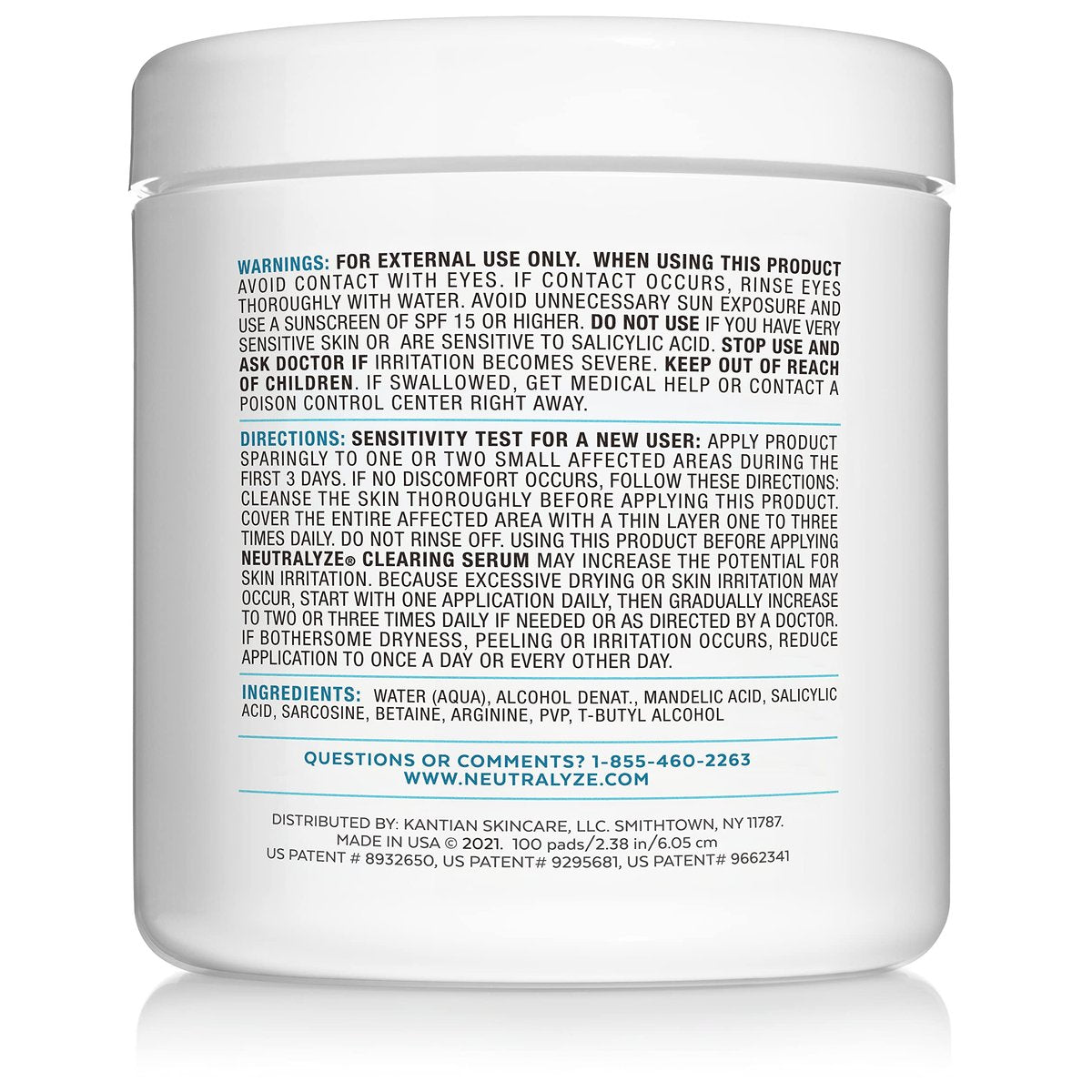 Neutralyze Exfoliating Acne Treatment Wipes - Maximum Strength Textured Acne Pads with Mandelic Acid & Salicylic Acid for Face & Body - All Skin Types, Teens & Adults (100 Wipes) Avelisse