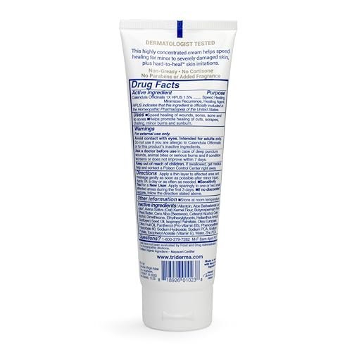 TriDerma Intense Fast Skin Healing Cream – 4 oz Tube for Hard-to-Heal Skin Irritations, Sores, Rashes, Dry Cracked Hands, Cuts, Chafing, Burns, Scrapes – FSA Eligible First Aid Essential Avelisse