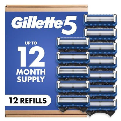 Gillette 5 Men's 5-Blade Razor Blade Refills, 12 Count – Smooth, Close Shave Avelisse
