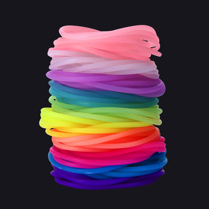 Senkary 120-Piece Silicone Jelly Bracelets - Glow Neon 80s Rubber Bracelets Gel Gummy Elastic Hair Ties for Adults, Women, Kids, Girls, Party Favors (10 Colors) Avelisse