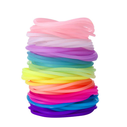 Senkary 120-Piece Silicone Jelly Bracelets - Glow Neon 80s Rubber Bracelets Gel Gummy Elastic Hair Ties for Adults, Women, Kids, Girls, Party Favors (10 Colors) Avelisse