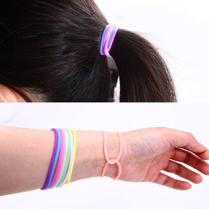 Senkary 120-Piece Silicone Jelly Bracelets - Glow Neon 80s Rubber Bracelets Gel Gummy Elastic Hair Ties for Adults, Women, Kids, Girls, Party Favors (10 Colors) Avelisse
