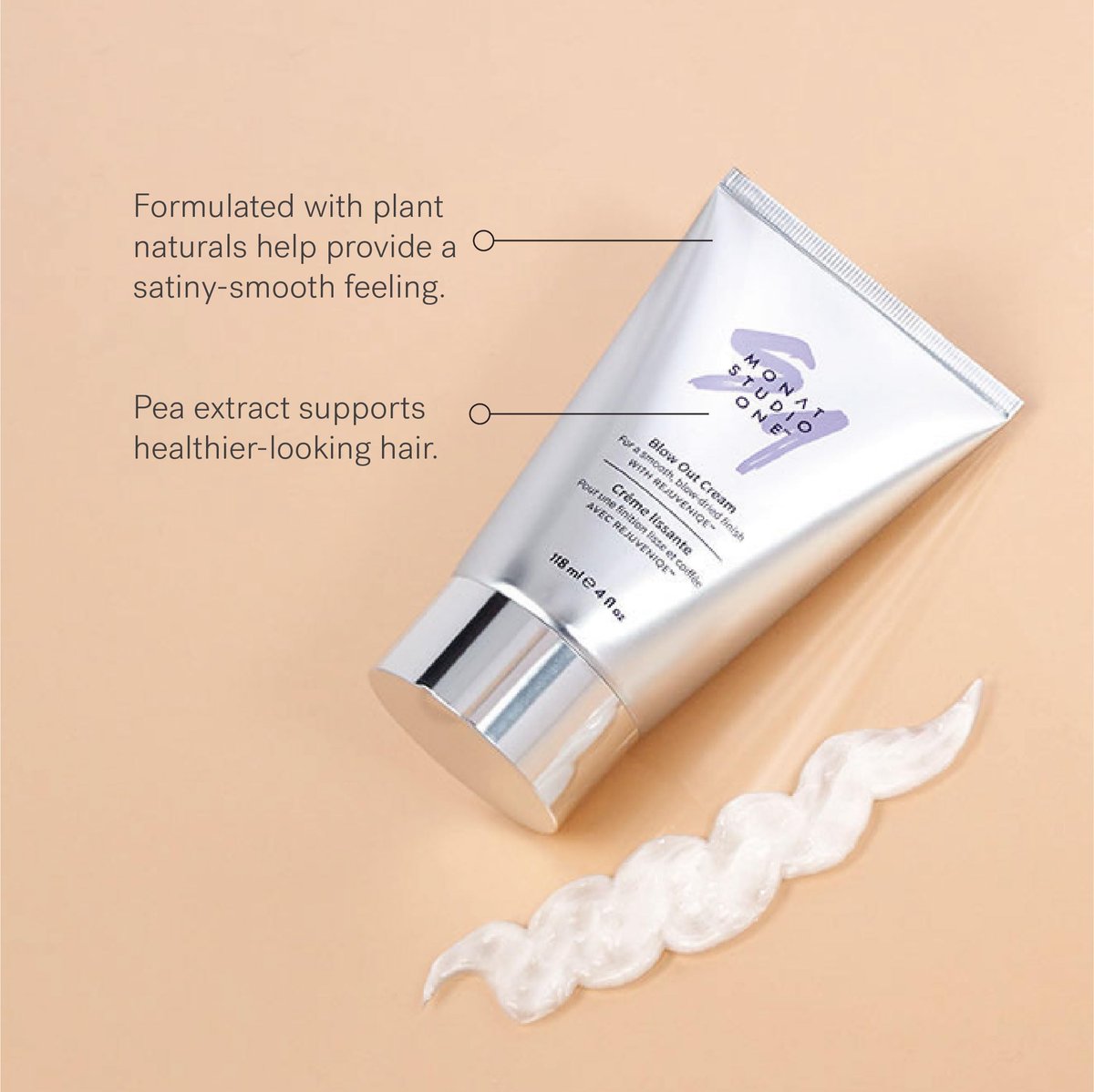 MONAT Studio One Blow Out Cream - Anti Frizz Thermal Protectant for Smooth, Soft Hair (4 fl oz) Avelisse
