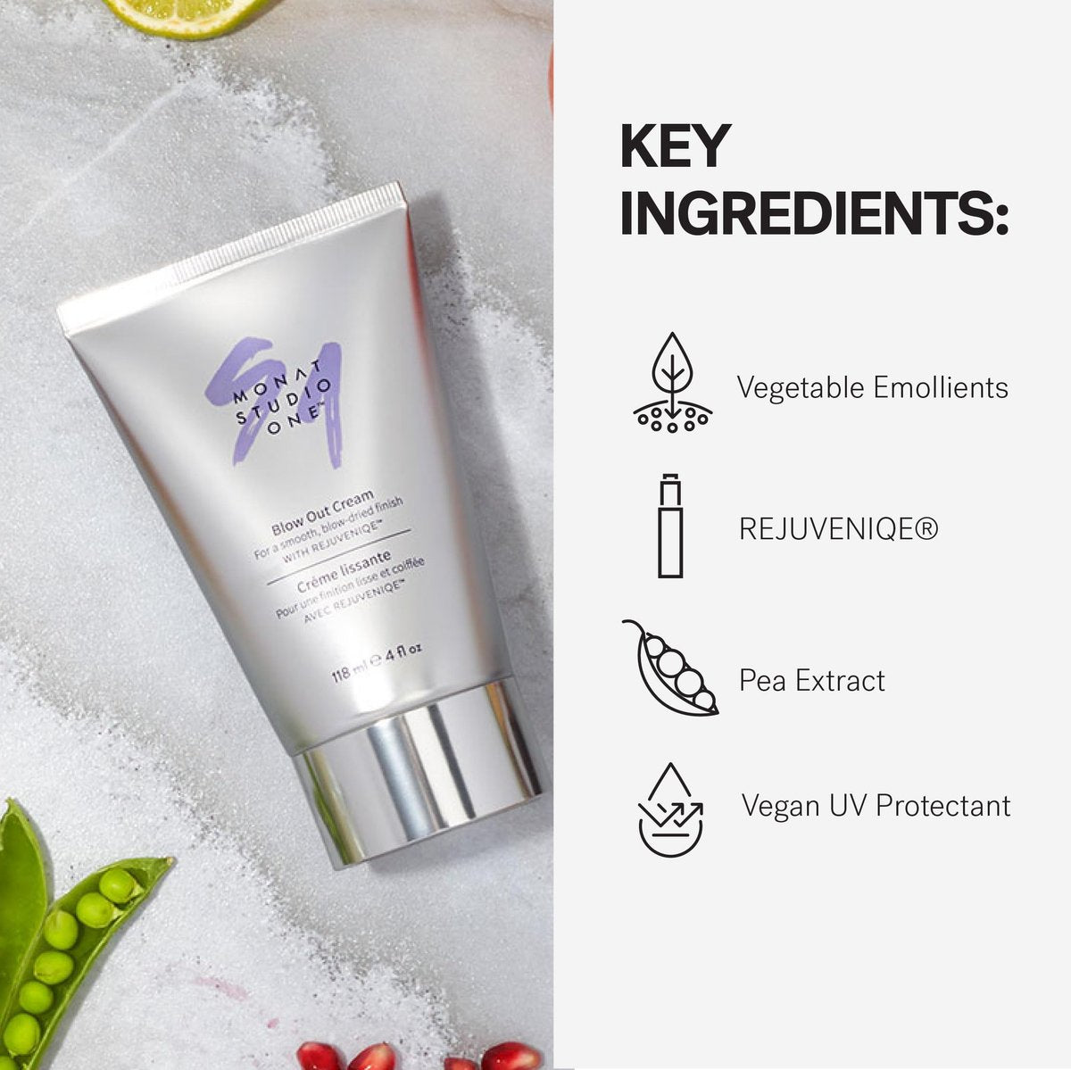 MONAT Studio One Blow Out Cream - Anti Frizz Thermal Protectant for Smooth, Soft Hair (4 fl oz) Avelisse