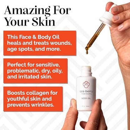 Sibu Premium Himalayan Sea Buckthorn Seed Oil, USDA Organic (30ml) – Soothing Face Oil for Sensitive Skin, Breakouts & Irritation Avelisse