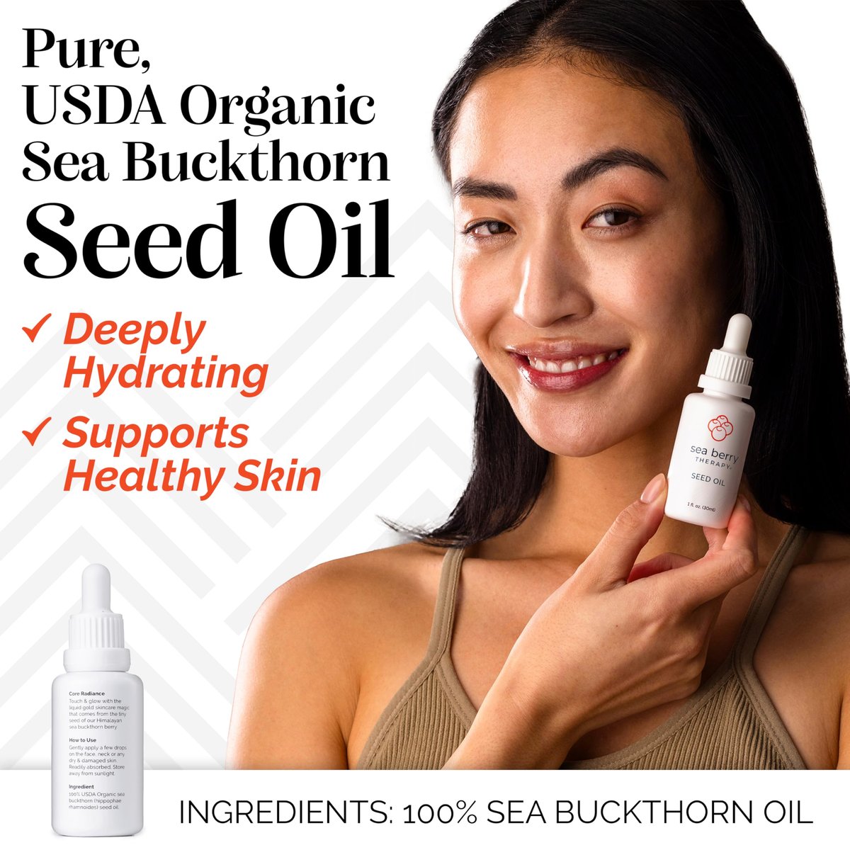 Sibu Premium Himalayan Sea Buckthorn Seed Oil, USDA Organic (30ml) – Soothing Face Oil for Sensitive Skin, Breakouts & Irritation Avelisse