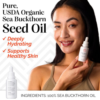 Sibu Premium Himalayan Sea Buckthorn Seed Oil, USDA Organic (30ml) – Soothing Face Oil for Sensitive Skin, Breakouts & Irritation Avelisse