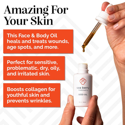 Sibu Premium Himalayan Sea Buckthorn Seed Oil, USDA Organic (30ml) – Soothing Face Oil for Sensitive Skin, Breakouts & Irritation Avelisse