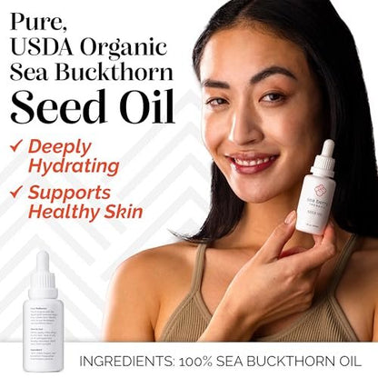 Sibu Premium Himalayan Sea Buckthorn Seed Oil, USDA Organic (30ml) – Soothing Face Oil for Sensitive Skin, Breakouts & Irritation Avelisse