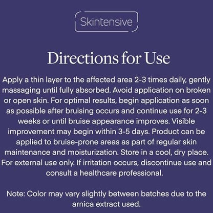 SKINTENSIVE Arnica Bruise Cream for Thin Skin - Moisturizing Arnica Cream with Vitamin K, C, and E for Skin Renewal, 4 oz