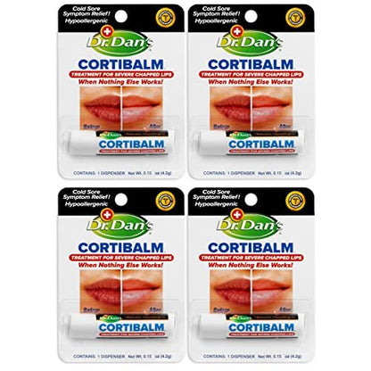 Dr. Dan's Cortibalm 4-Pack – Healing Lip Balm for Severely Dry, Cracked & Chapped Lips – Men, Women & Children Avelisse
