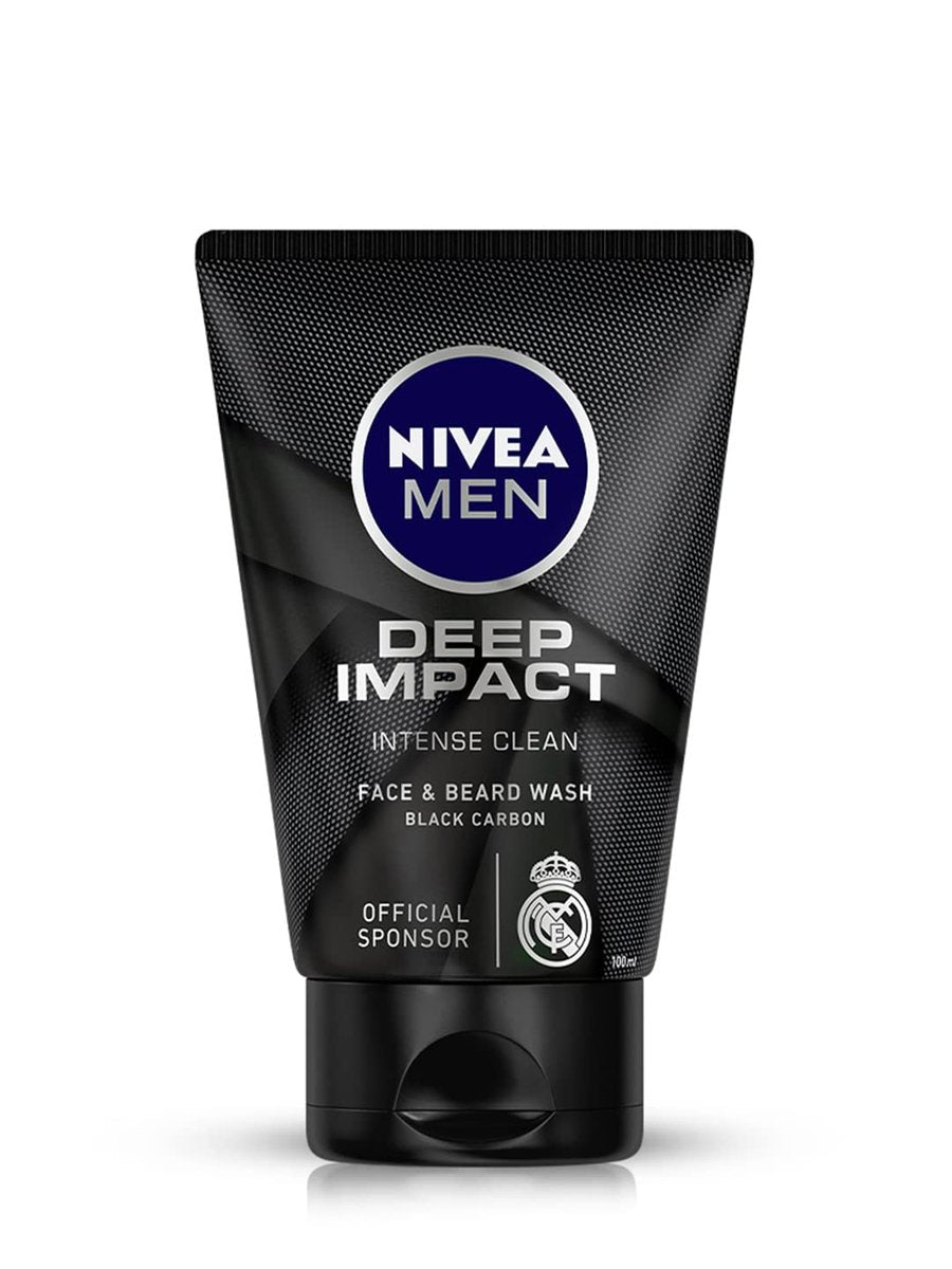 NIVEA Men Deep Impact Intense Clean Face and Beard Wash - Black Carbon, 3.3 oz (100 ml) - görsel 1