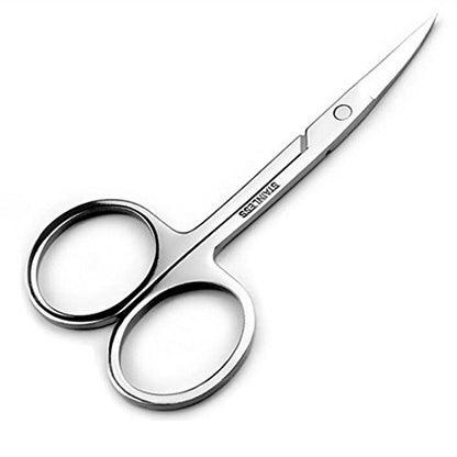 FEITA Mini Stainless Steel Eyebrow Scissors - Curved Small Grooming Scissors for Brow, Lash, Nose Hair, Mustache, Nail, Craft