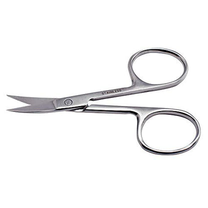 FEITA Mini Stainless Steel Eyebrow Scissors - Curved Small Grooming Scissors for Brow, Lash, Nose Hair, Mustache, Nail, Craft