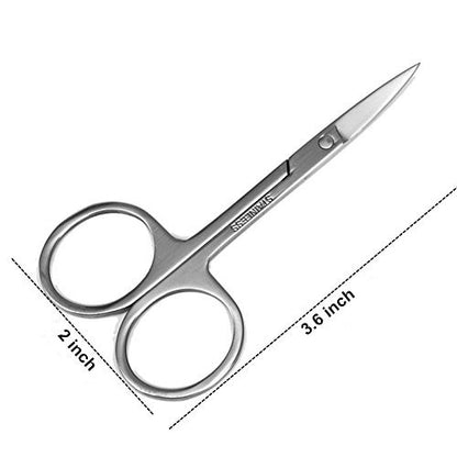 FEITA Mini Stainless Steel Eyebrow Scissors - Curved Small Grooming Scissors for Brow, Lash, Nose Hair, Mustache, Nail, Craft
