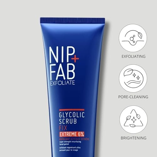 Nip + Fab Glycolic Fix Scrub Extreme – 6% Glycolic Acid 3-in-1 Facial Exfoliator & Pore Refiner, 2.5 fl oz Avelisse