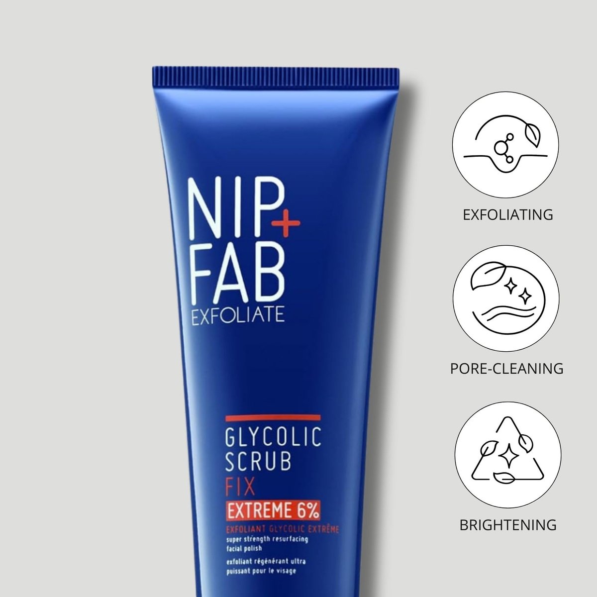 Nip + Fab Glycolic Fix Scrub Extreme – 6% Glycolic Acid 3-in-1 Facial Exfoliator & Pore Refiner, 2.5 fl oz Avelisse
