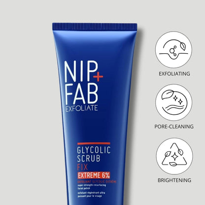 Nip + Fab Glycolic Fix Scrub Extreme – 6% Glycolic Acid 3-in-1 Facial Exfoliator & Pore Refiner, 2.5 fl oz Avelisse