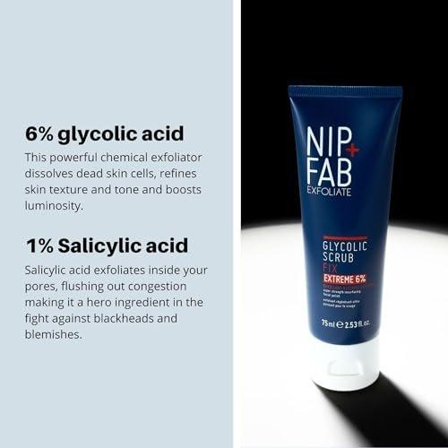 Nip + Fab Glycolic Fix Scrub Extreme – 6% Glycolic Acid 3-in-1 Facial Exfoliator & Pore Refiner, 2.5 fl oz Avelisse