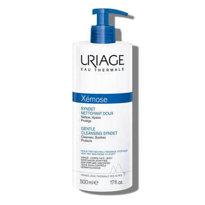 Uriage Xémose Face & Body Wash for Dry Skin – Extra-Gentle Foaming Cleanser, Fragrance & Soap-Free, Physiological pH, Supports Natural Moisture Barrier