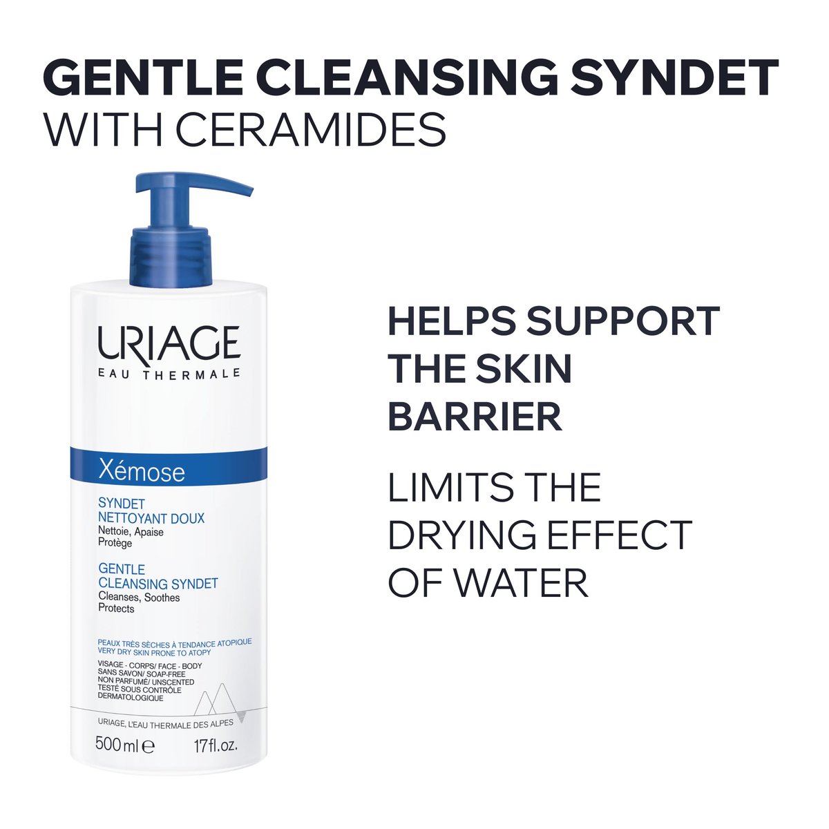 Uriage Xémose Face & Body Wash for Dry Skin – Extra-Gentle Foaming Cleanser, Fragrance & Soap-Free, Physiological pH, Supports Natural Moisture Barrier - görsel 3