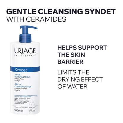 Uriage Xémose Face & Body Wash for Dry Skin – Extra-Gentle Foaming Cleanser, Fragrance & Soap-Free, Physiological pH, Supports Natural Moisture Barrier