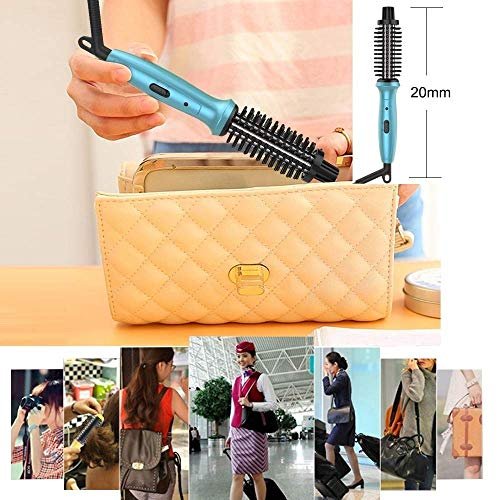 PHOEBE Mini Curling Iron 3/4 Inch – Dual Voltage Ceramic Tourmaline Ionic Hot Curler Brush with Travel Bag for Short Hair, Professional Travel Styling Tool Avelisse