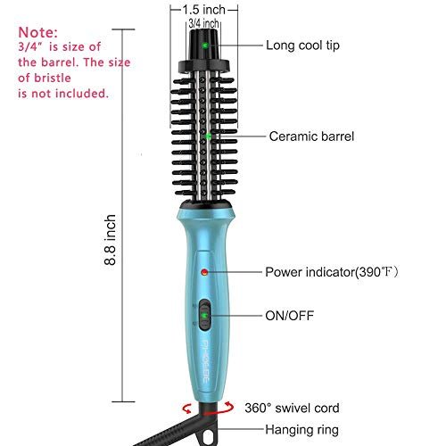 PHOEBE Mini Curling Iron 3/4 Inch – Dual Voltage Ceramic Tourmaline Ionic Hot Curler Brush with Travel Bag for Short Hair, Professional Travel Styling Tool Avelisse