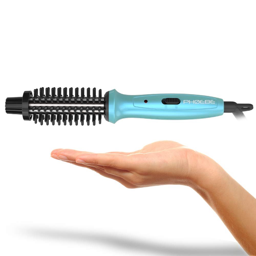 PHOEBE Mini Curling Iron 3/4 Inch – Dual Voltage Ceramic Tourmaline Ionic Hot Curler Brush with Travel Bag for Short Hair, Professional Travel Styling Tool Avelisse