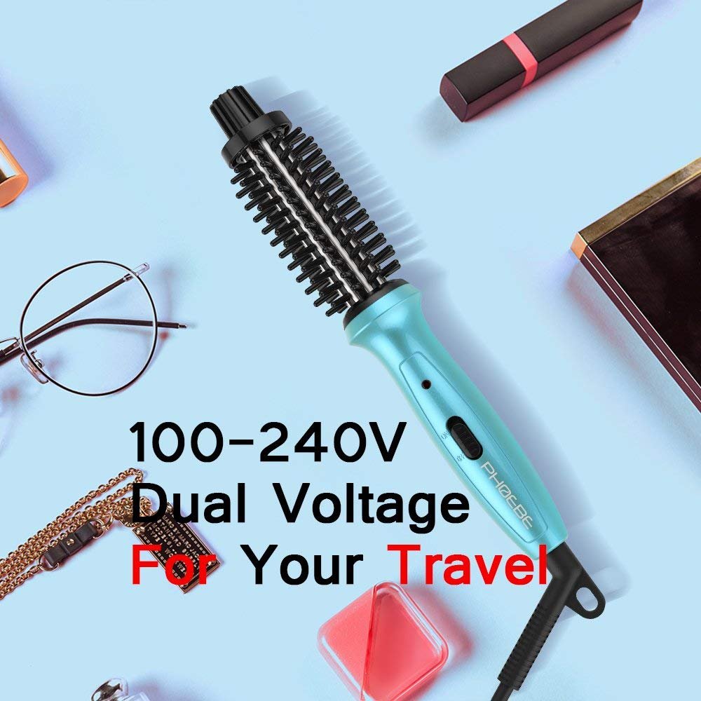 PHOEBE Mini Curling Iron 3/4 Inch – Dual Voltage Ceramic Tourmaline Ionic Hot Curler Brush with Travel Bag for Short Hair, Professional Travel Styling Tool Avelisse