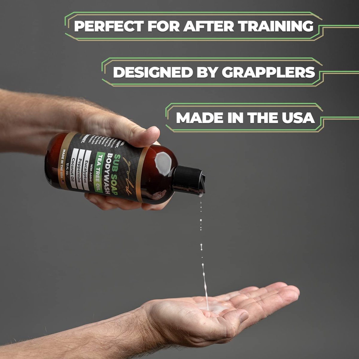 Gold BJJ Submission Soap Body Wash – Tea Tree Oil Shower Gel for Jiu Jitsu, Wrestling, MMA & Boxing Avelisse