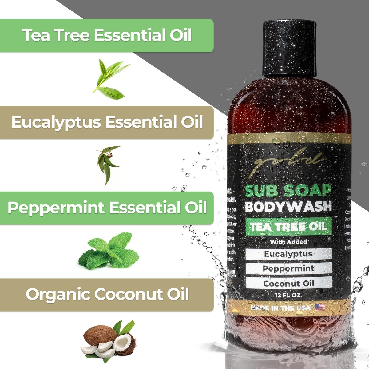 Gold BJJ Submission Soap Body Wash – Tea Tree Oil Shower Gel for Jiu Jitsu, Wrestling, MMA & Boxing Avelisse