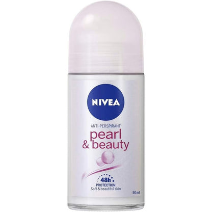 NIVEA Pearl & Beauty Roll On Deodorant 50mL – Effective 48h Protection with Natural Pearl Extract